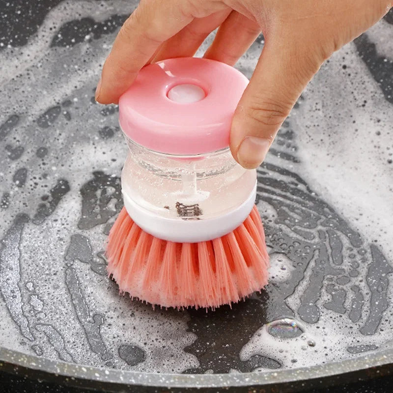 Kitchen Wash Pot Dish Brush Washing Utensils with Washing Up Liquid Soap Dispenser Household Kitchen Cleaning Accessorie
