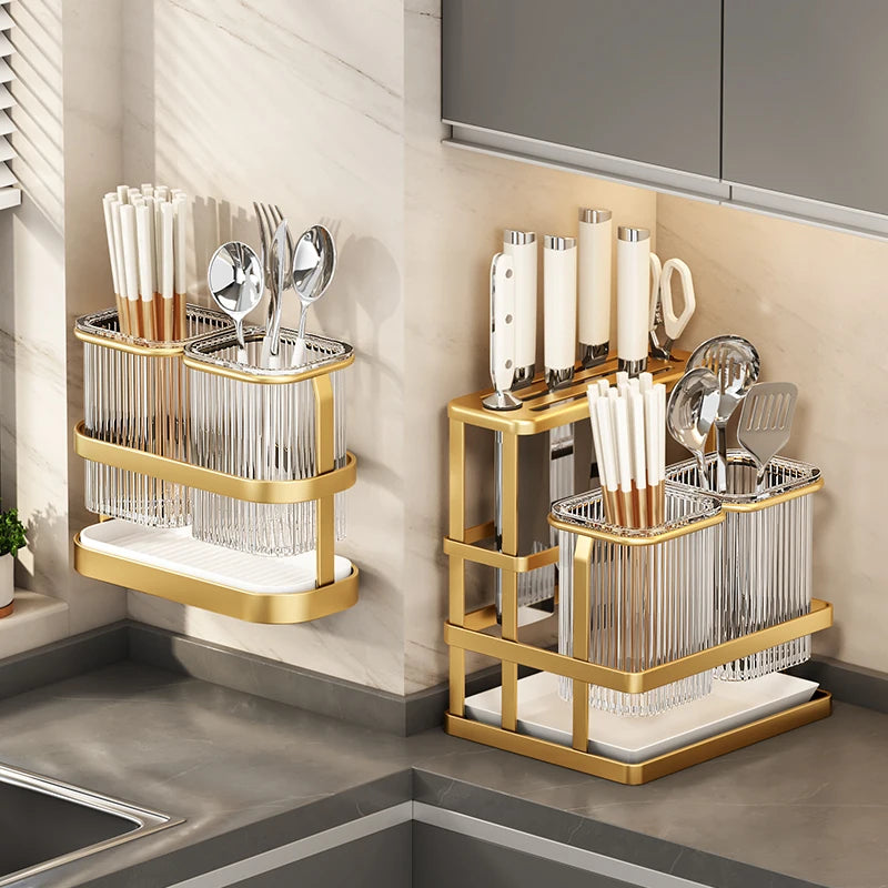 Kitchen knife rack, chopstick holder, wall-mounted
