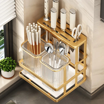 Kitchen knife rack, chopstick holder, wall-mounted