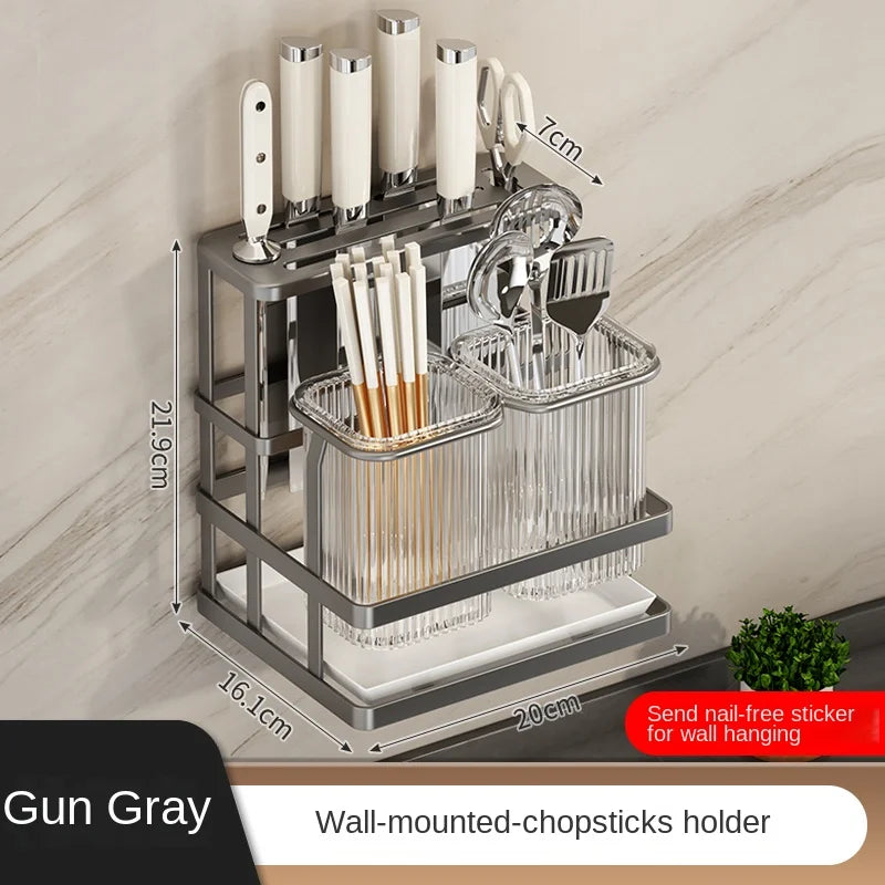 Kitchen knife rack, chopstick holder, wall-mounted