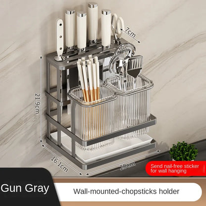 Kitchen knife rack, chopstick holder, wall-mounted