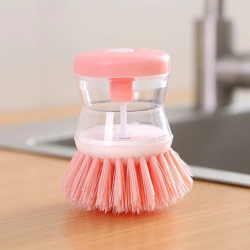 Kitchen Wash Pot Dish Brush Washing Utensils with Washing Up Liquid Soap Dispenser Household Kitchen Cleaning Accessorie
