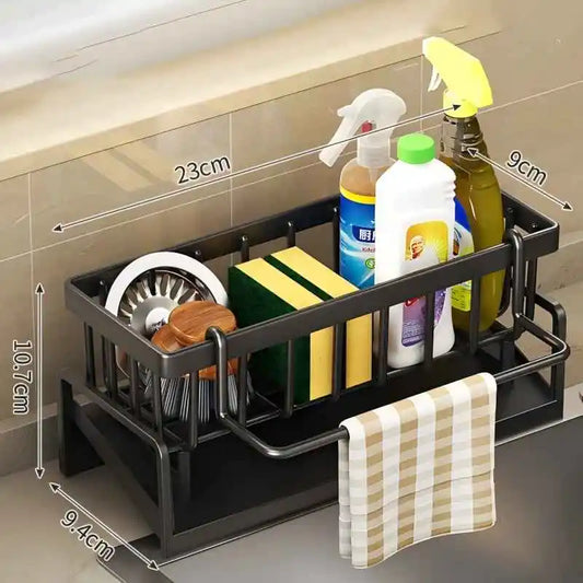 Kitchen Spice Storage Shelf with Drainage Rack, Installation Sink Organizer, Tap-Mounted Shelf for Home Kitchen Accessorie