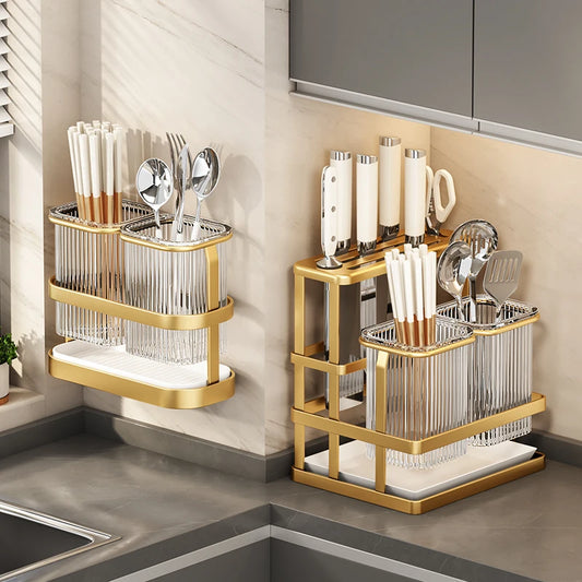 Kitchen knife rack, chopstick holder, wall-mounted