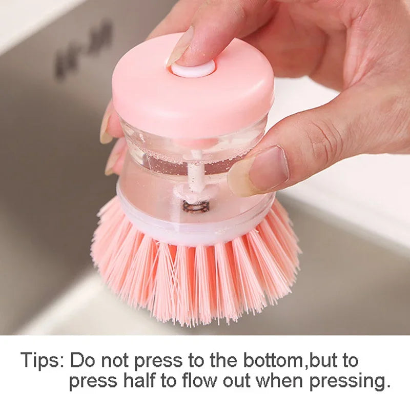 Kitchen Wash Pot Dish Brush Washing Utensils with Washing Up Liquid Soap Dispenser Household Kitchen Cleaning Accessorie