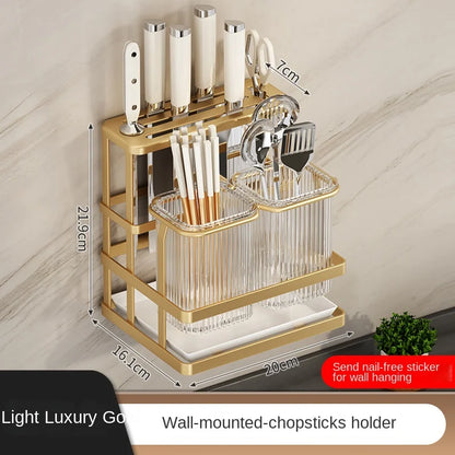 Kitchen knife rack, chopstick holder, wall-mounted
