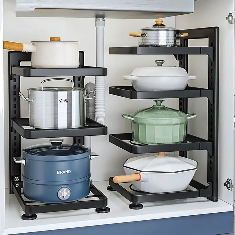 The Kitchen Is Equipped with Stainless Steel Shelves