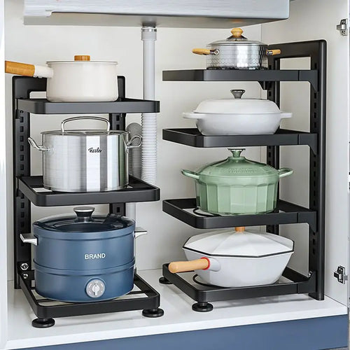The Kitchen Is Equipped with Stainless Steel Shelves