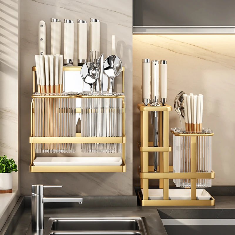 Kitchen knife rack, chopstick holder, wall-mounted