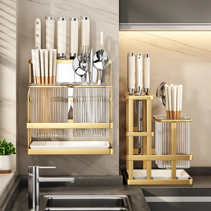 Kitchen knife rack, chopstick holder, wall-mounted
