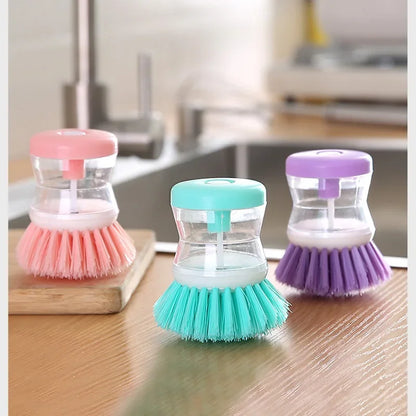 Kitchen Wash Pot Dish Brush Washing Utensils with Washing Up Liquid Soap Dispenser Household Kitchen Cleaning Accessorie